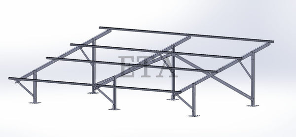 Yapı Solar Galvanizli Çelik Konstrüksiyon Düz Zemin Ayak Sehpası 2x2 4 Panellik Altyapı Seti