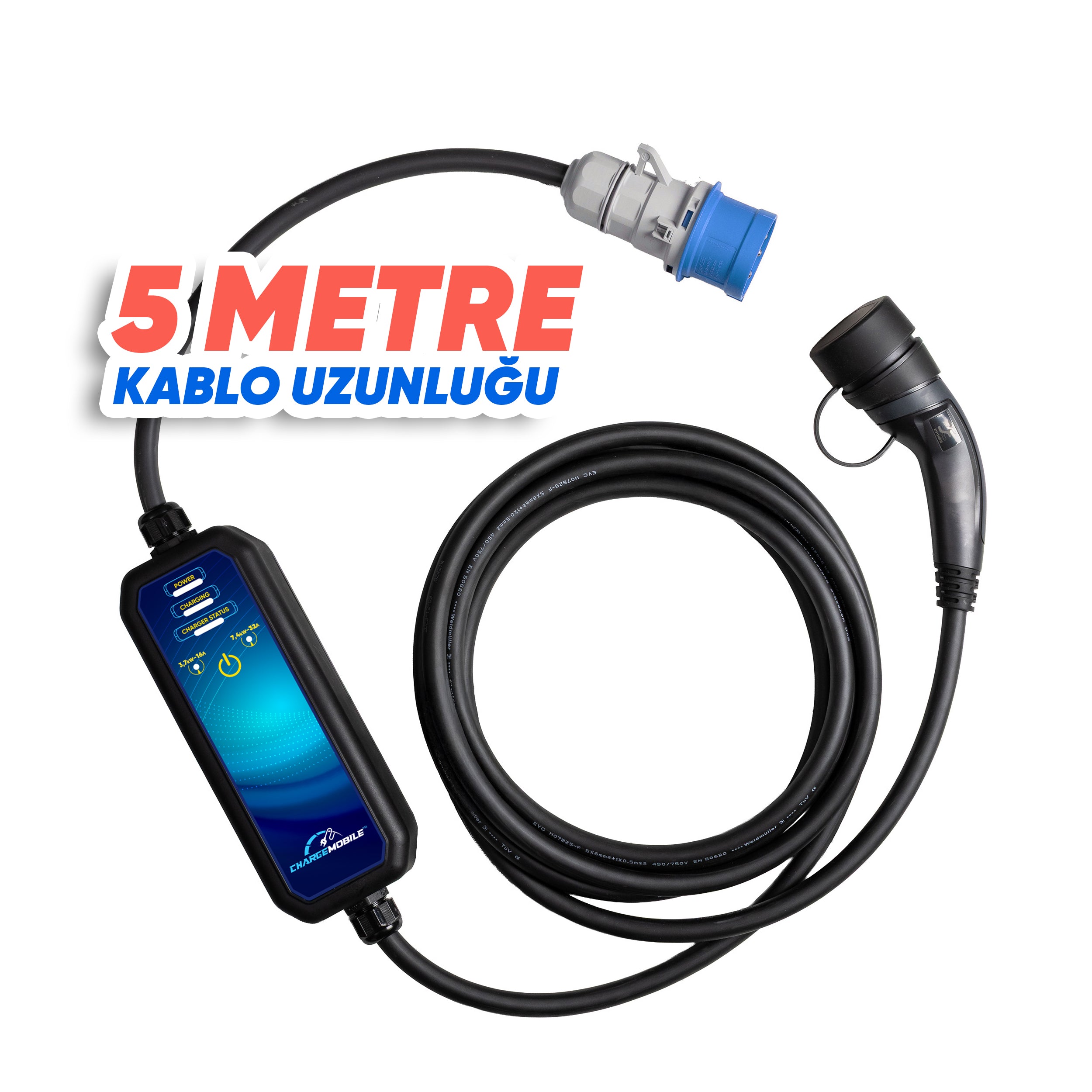 CMP7 Basic Taşınabilir 7,4kW Şarj Cihazı (Schuko ev prizi dönüştürücü hediyeli) - Öder Enerji