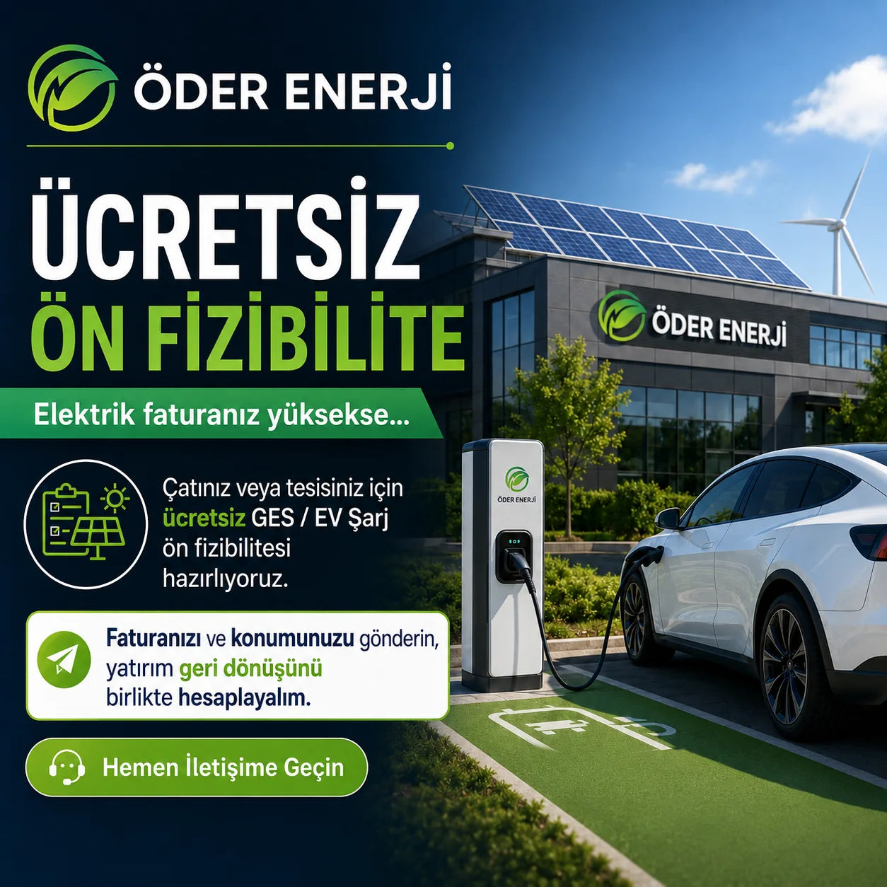 Öder Enerji free solar and EV charging pre-feasibility service