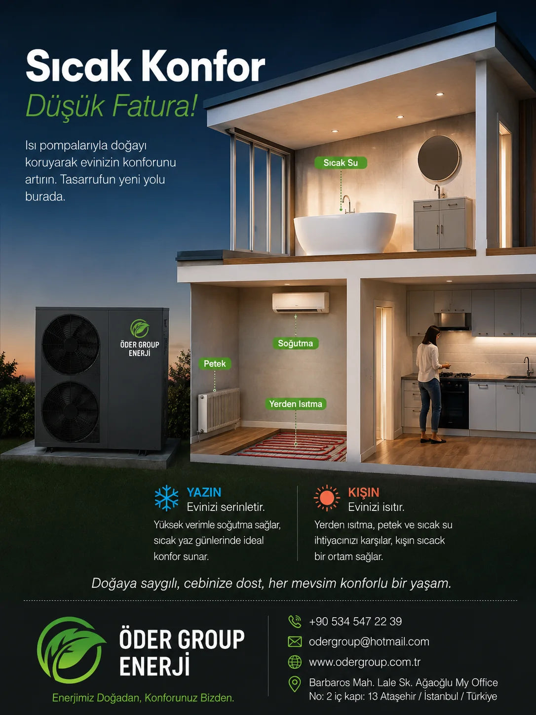Öder Enerji heat pump heating, cooling and hot water system