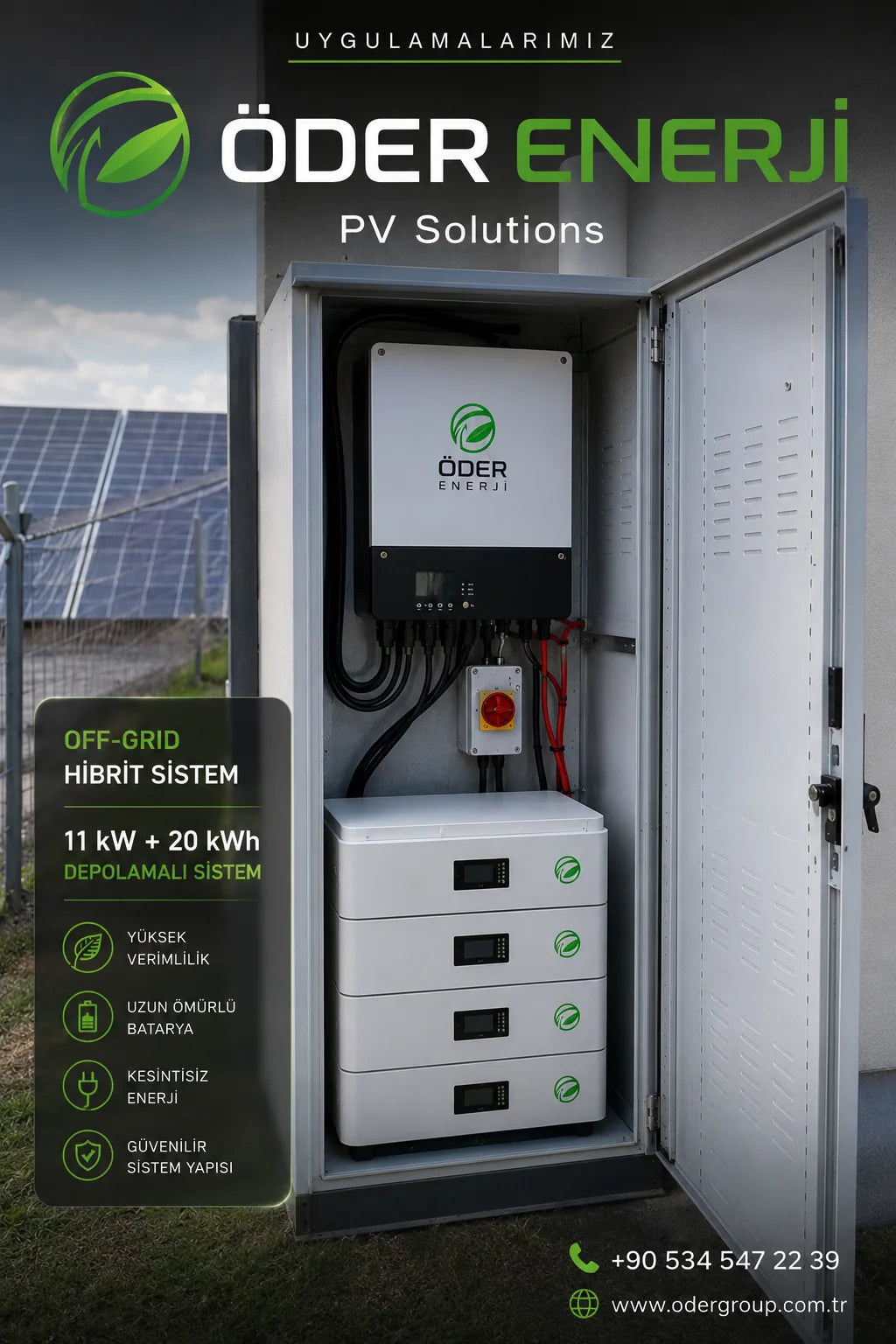 Öder Enerji 11 kW off-grid hybrid inverter and 20 kWh battery system